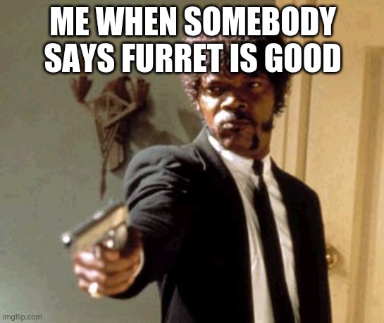 Say That Again I Dare You Meme | ME WHEN SOMEBODY SAYS FURRET IS GOOD | image tagged in memes,say that again i dare you | made w/ Imgflip meme maker