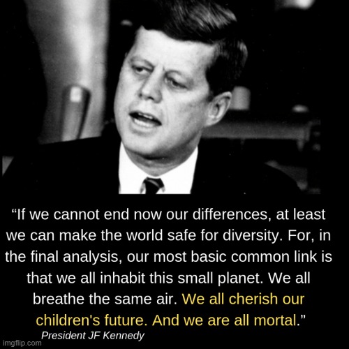 Remember when politicians used to inspire us like this? Cringing at America for having lost its way. | image tagged in jfk safe for diversity,diversity,difference,tolerance,america,jfk | made w/ Imgflip meme maker