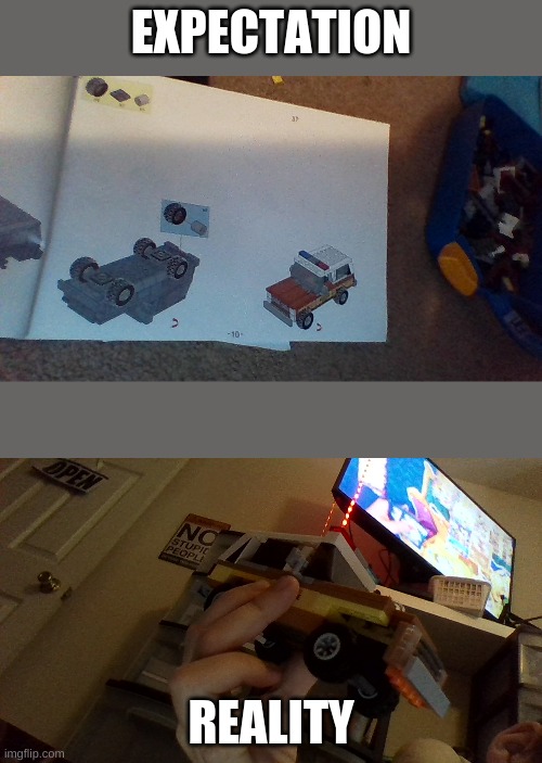 why does lego got to do me like this | EXPECTATION; REALITY | image tagged in expectations vs reality | made w/ Imgflip meme maker
