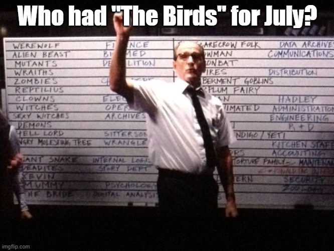 Who had X for Y? | Who had "The Birds" for July? | image tagged in who had x for y | made w/ Imgflip meme maker