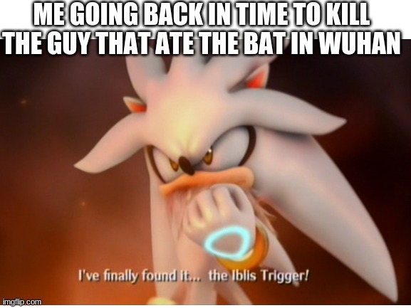 Iblis triggered | ME GOING BACK IN TIME TO KILL THE GUY THAT ATE THE BAT IN WUHAN | image tagged in blank white template | made w/ Imgflip meme maker