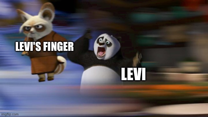 Meanwhile, in the third book | LEVI'S FINGER; LEVI | image tagged in what's going on,matthew hayes,mh | made w/ Imgflip meme maker