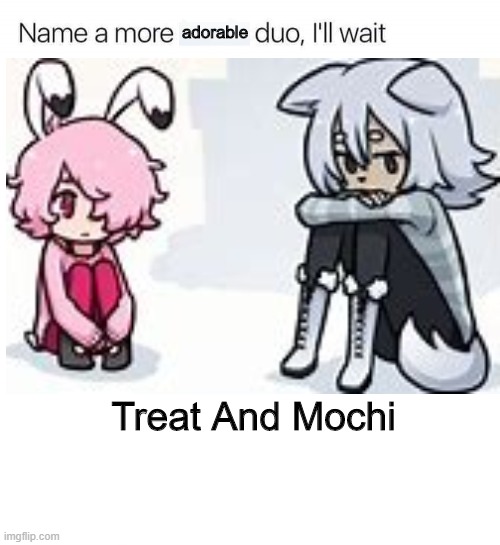 I'm waiting | adorable; Treat And Mochi | image tagged in cute | made w/ Imgflip meme maker