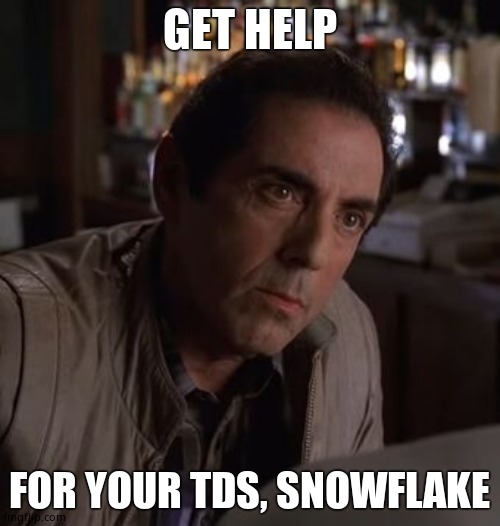 Richie Sopranos | GET HELP FOR YOUR TDS, SNOWFLAKE | image tagged in richie sopranos | made w/ Imgflip meme maker