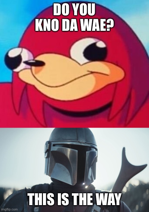 DO YOU KNO DA WAE? THIS IS THE WAY | image tagged in ugandan knuckles,mandalorian this is the way | made w/ Imgflip meme maker