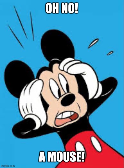 OH NO! A MOUSE! | image tagged in mickey mouse | made w/ Imgflip meme maker