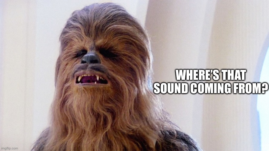 Chewbacca | WHERE’S THAT SOUND COMING FROM? | image tagged in chewbacca | made w/ Imgflip meme maker