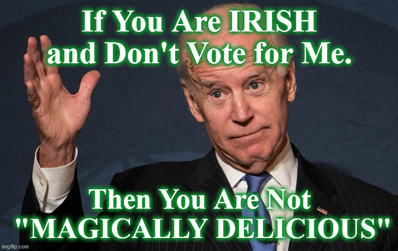 biden | If You Are IRISH and Don't Vote for Me. Then You Are Not
 "MAGICALLY DELICIOUS" | image tagged in biden | made w/ Imgflip meme maker