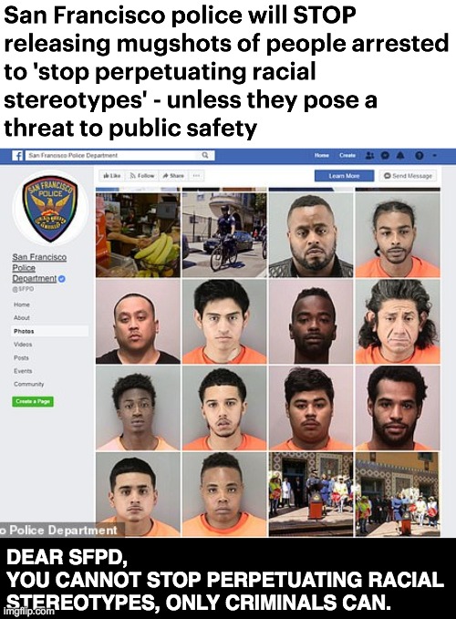 DEAR SFPD,
YOU CANNOT STOP PERPETUATING RACIAL STEREOTYPES, ONLY CRIMINALS CAN. | image tagged in sfpd,racial stereotypes | made w/ Imgflip meme maker