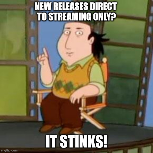 The Critic Meme |  NEW RELEASES DIRECT 
TO STREAMING ONLY? IT STINKS! | image tagged in memes,the critic | made w/ Imgflip meme maker