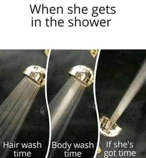 High Quality When she gets in the shower Blank Meme Template