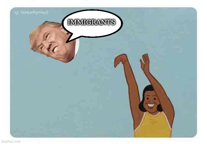 mom throwing baby | IMMIGRANTS | image tagged in mom throwing baby | made w/ Imgflip meme maker