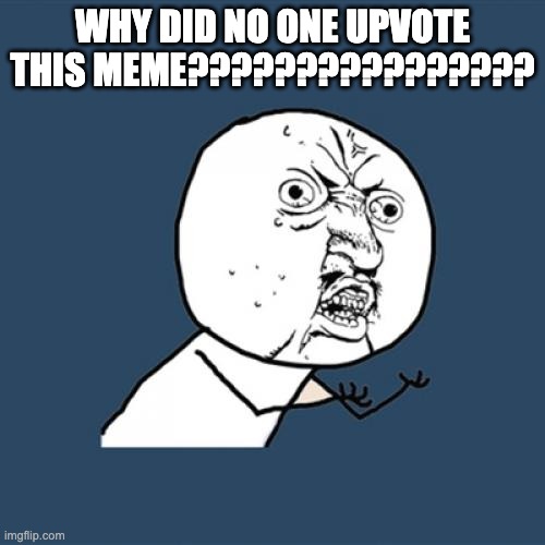 Y U No | WHY DID NO ONE UPVOTE THIS MEME???????????????? | image tagged in memes,y u no | made w/ Imgflip meme maker