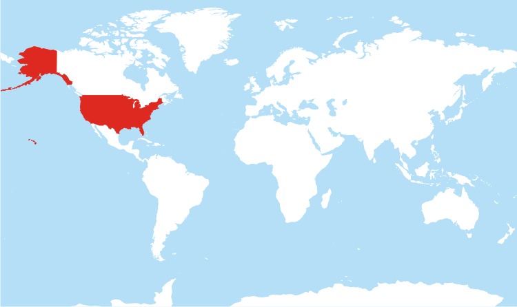 World map with USA highlighted Blank Meme Template