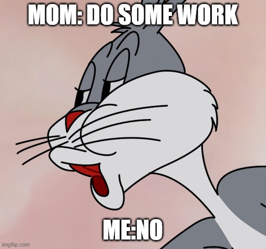 No i wont do the dishes | MOM: DO SOME WORK; ME:NO | image tagged in bugs bunny no | made w/ Imgflip meme maker