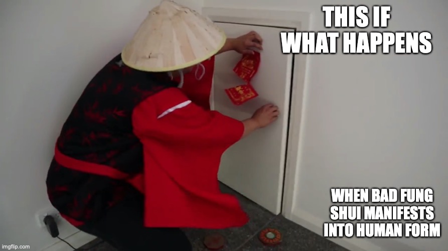 Fung Shui Decorations Ruined | THIS IF WHAT HAPPENS; WHEN BAD FUNG SHUI MANIFESTS INTO HUMAN FORM | image tagged in mychonny,youtube,fung shui,memes | made w/ Imgflip meme maker