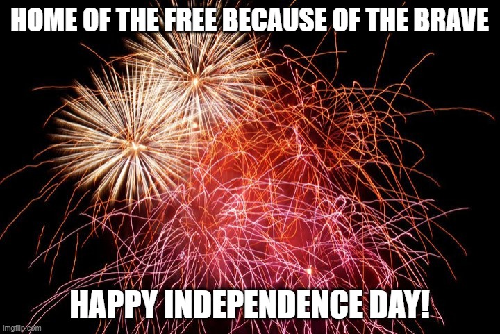 4th of July | HOME OF THE FREE BECAUSE OF THE BRAVE; HAPPY INDEPENDENCE DAY! | image tagged in colorful fireworks | made w/ Imgflip meme maker