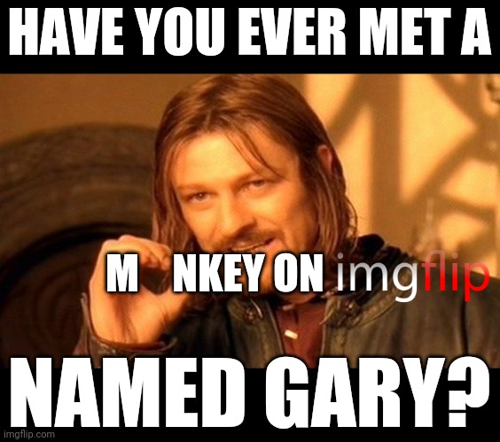One Does Not Simply Meme | HAVE YOU EVER MET A NAMED GARY? M    NKEY ON | image tagged in memes,one does not simply | made w/ Imgflip meme maker