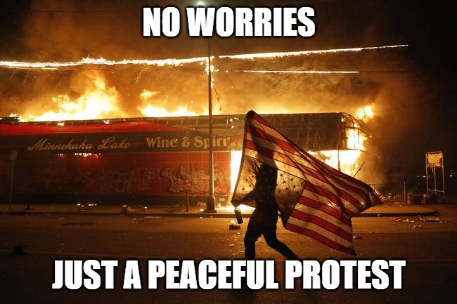 No Worries | NO WORRIES; JUST A PEACEFUL PROTEST | image tagged in protest,riots,memes,fun,funny | made w/ Imgflip meme maker