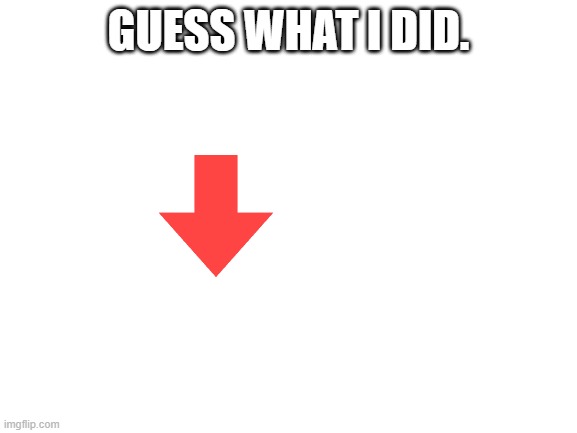 Blank White Template | GUESS WHAT I DID. | image tagged in blank white template | made w/ Imgflip meme maker