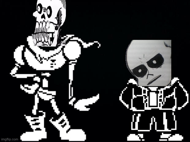 The skelebros! (Unsettled Sans and Angery Papyrus) | image tagged in black background,memes,funny,sans,papyrus,undertale | made w/ Imgflip meme maker