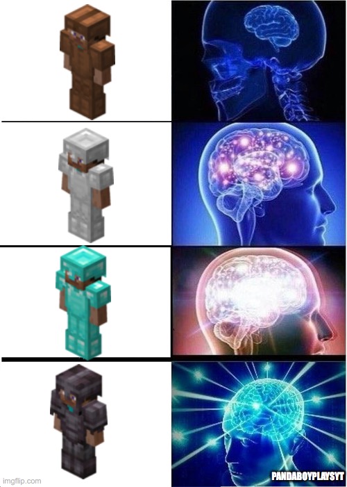 Its true! | PANDABOYPLAYSYT | image tagged in memes,expanding brain,minecraft,funny,pandaboyplaysyt | made w/ Imgflip meme maker