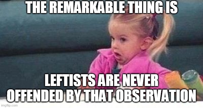 Shrugging kid | THE REMARKABLE THING IS LEFTISTS ARE NEVER OFFENDED BY THAT OBSERVATION | image tagged in shrugging kid | made w/ Imgflip meme maker