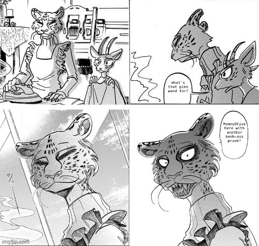 Well now we know why he's messed up | image tagged in beastars,child abuse,prank,mommyofive,melon | made w/ Imgflip meme maker