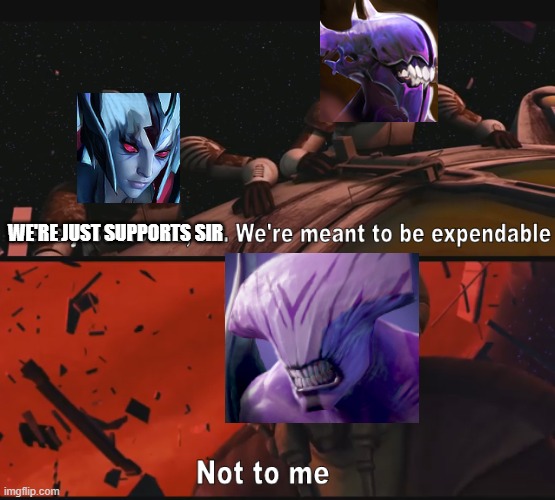 Not to me | WE'RE JUST SUPPORTS SIR | image tagged in not to me | made w/ Imgflip meme maker