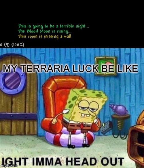 MY TERRARIA LUCK | MY TERRARIA LUCK BE LIKE | image tagged in terraria | made w/ Imgflip meme maker