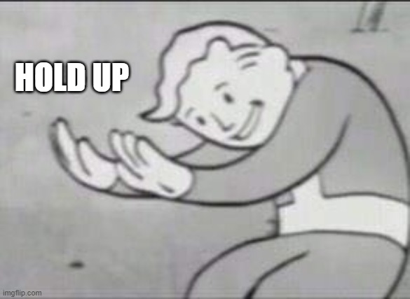 HOLD UP | image tagged in fallout hold up | made w/ Imgflip meme maker