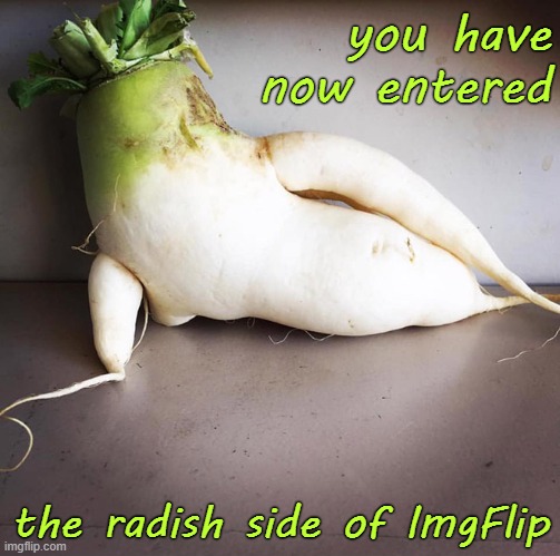 I don't know what led you here, but you can stay as long as you'd like. |  you have now entered; the radish side of ImgFlip | image tagged in seductive radish 3 | made w/ Imgflip meme maker