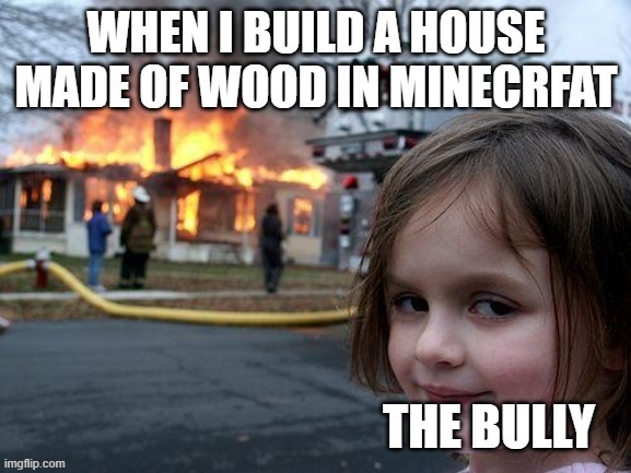THE HOUSE IS BURNT | image tagged in minecraft,bully | made w/ Imgflip meme maker