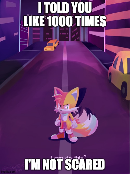I'M NOT SCARED | I TOLD YOU LIKE 1000 TIMES; I'M NOT SCARED | image tagged in tails | made w/ Imgflip meme maker