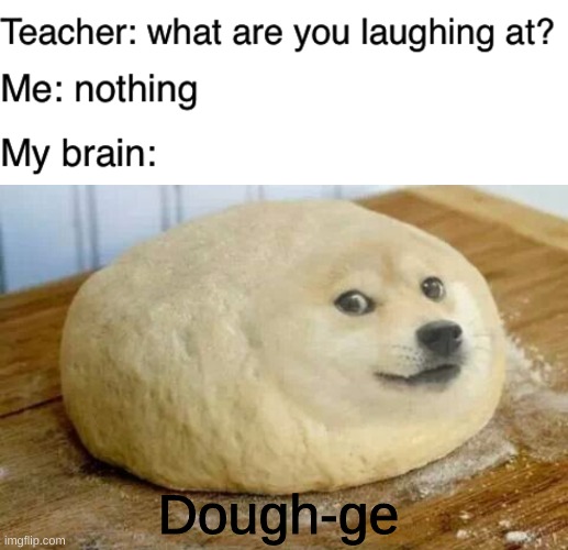 Dough-ge | image tagged in teacher what are you laughing at | made w/ Imgflip meme maker