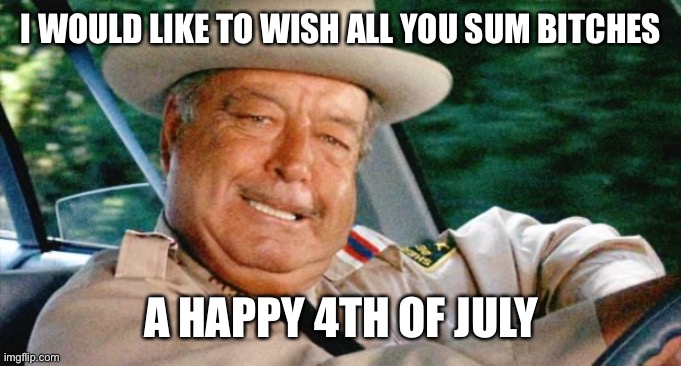 Buford T. Justice | I WOULD LIKE TO WISH ALL YOU SUM BITCHES; A HAPPY 4TH OF JULY | image tagged in buford t justice | made w/ Imgflip meme maker