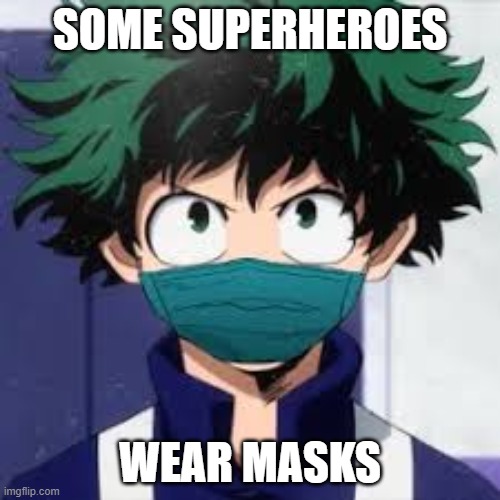 DekuMask | SOME SUPERHEROES; WEAR MASKS | image tagged in deku,mask,surgical,anime | made w/ Imgflip meme maker