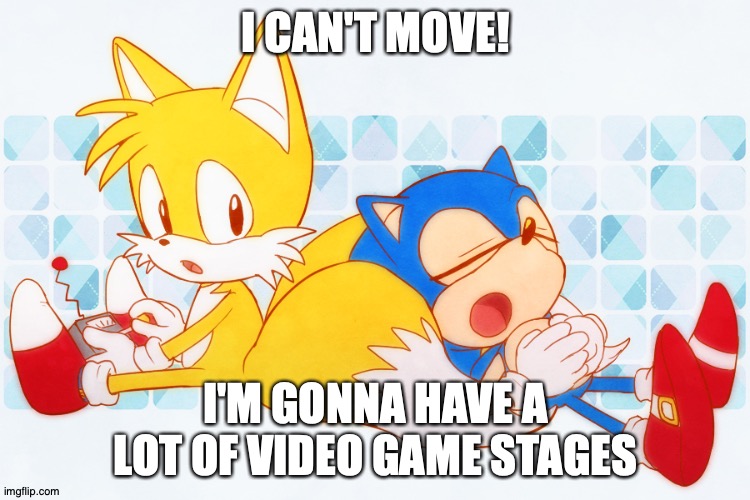 can't move! | I CAN'T MOVE! I'M GONNA HAVE A LOT OF VIDEO GAME STAGES | image tagged in tails | made w/ Imgflip meme maker