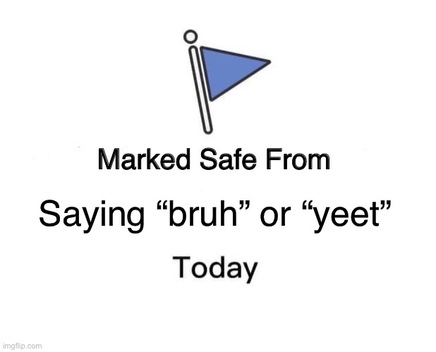 Who says these? | Saying “bruh” or “yeet” | image tagged in memes,marked safe from,bruh,yeet,stupid,weird | made w/ Imgflip meme maker