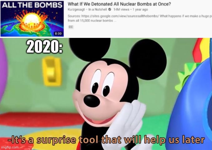 Mickey mouse tool | 2020: | image tagged in mickey mouse tool | made w/ Imgflip meme maker