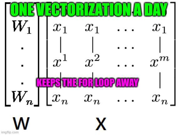 Vectorization | ONE VECTORIZATION A DAY; KEEPS THE FOR LOOP AWAY | image tagged in coding,funny,funny memes,python,programming,hilarious memes | made w/ Imgflip meme maker