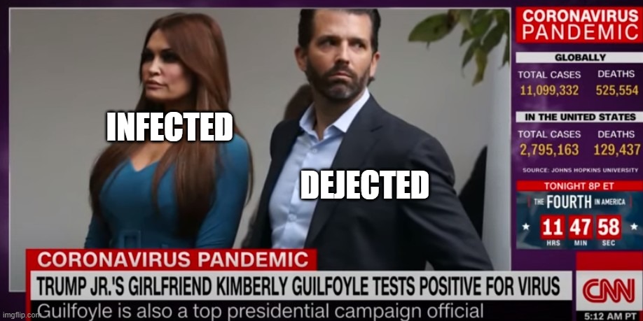 COVID-19 Infection in the Trump Family | INFECTED; DEJECTED | image tagged in infected,covid-19,coronavirus,covidiots,stupid people,see nobody cares | made w/ Imgflip meme maker