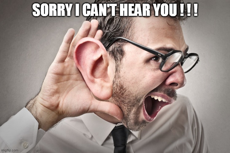 I can't hear you | SORRY I CAN'T HEAR YOU ! ! ! | image tagged in i can't hear you | made w/ Imgflip meme maker