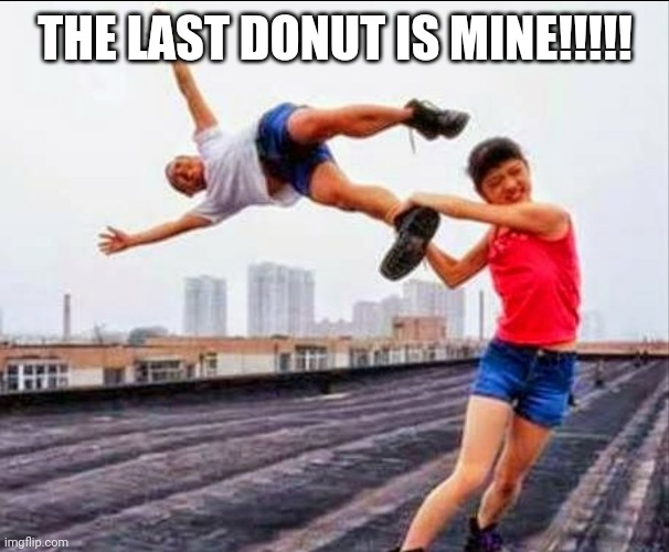 Yeeted | THE LAST DONUT IS MINE!!!!! | image tagged in yeeted | made w/ Imgflip meme maker