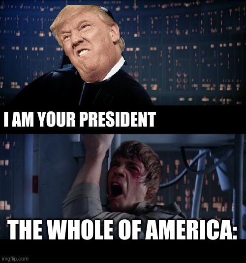 Star Wars No | I AM YOUR PRESIDENT; THE WHOLE OF AMERICA: | image tagged in memes,star wars no | made w/ Imgflip meme maker