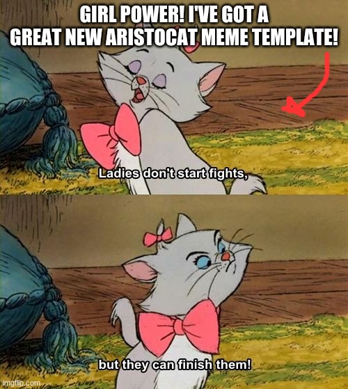 Feel free to use and repost this template! | GIRL POWER! I'VE GOT A GREAT NEW ARISTOCAT MEME TEMPLATE! | image tagged in ladies don't start fights but they can finish them | made w/ Imgflip meme maker