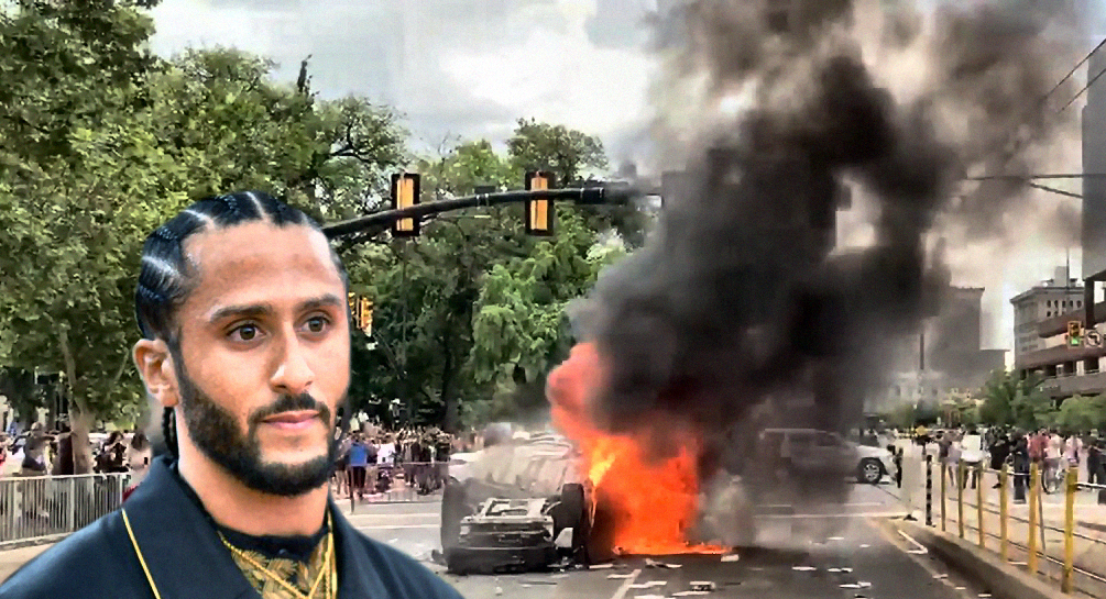 Colin Kaepernick at BLM Protest Riot Blank Meme Template