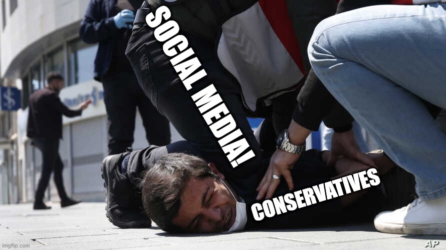 Freedom? | SOCIAL MEDIA! CONSERVATIVES | image tagged in boots,censorship,bias | made w/ Imgflip meme maker