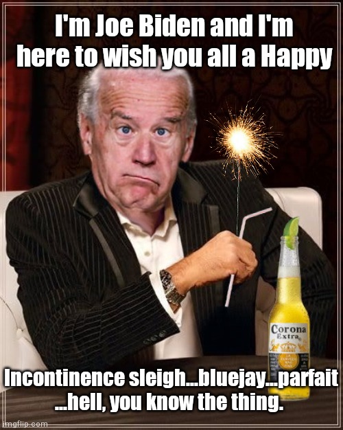 Happy Whatever Day from Uncle Joe | I'm Joe Biden and I'm here to wish you all a Happy; Incontinence sleigh...bluejay...parfait ...hell, you know the thing. | image tagged in the most confused man in the world joe biden,4th of july,independence day,humor | made w/ Imgflip meme maker