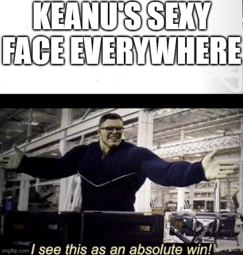 I see this as an absolute win | KEANU'S SEXY FACE EVERYWHERE | image tagged in i see this as an absolute win | made w/ Imgflip meme maker
